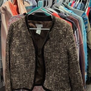Gerard Darel Brown and Black Tweed Jacket Luxury Buisness Wear